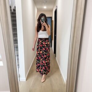 Vintage 90s Y2K Hippie 100% Silk European Summer Boho Babydoll  Floral Skirt 6